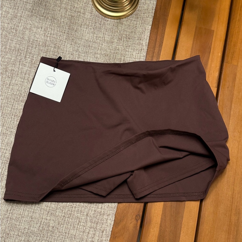 NWT Espresso Brown Mini Skirt with Hidden Shorts